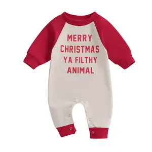 Newborn Baby Boy Christmas Outfit 0 3 6 12 18 Months Long Sleeve Jumpsuit Santa Romper Winter Clothes