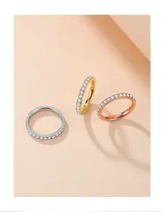 Sparkly Full Eternity Band Ring, Copper Zircon Light Luxury Fashion Ring for Women, Daily & Party Wear