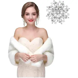 Women's Faux Fur Shawls Wraps Wedding Sleeveless Fur Wrap Shawl For Women 1920s Fur Stole Capelet