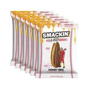 SMACKIN' Sunflower Seeds Alex "A-ROD" Rodriguez HONEY BBQ - 6 Resealable 4oz. Bags