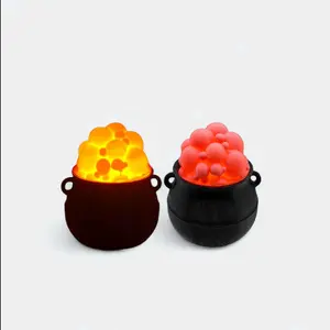Halloween Cauldron with Flickering Led Tea Light