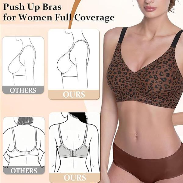VRCOMFY Women's wireless comfortable push-up jelly bra Wireless Seamless Full Coverage Bra Everyday Tshirt Bra Natural Lift bra