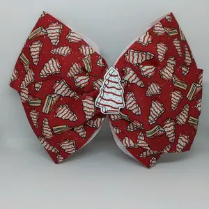Christmas tree cake hair bow slip grip