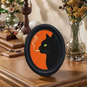 Funny Cat Wall Art, Framed Decorative Painting, Wooden Wall Art, Unique Home Kitchen Office Decoration, Fun Gift, Holiday Gift