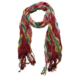 Magenta Printed Viscose Scarf - Flowy Summer Scarf (69"x20"