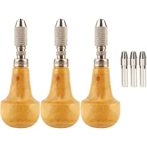 Professional Pin Vise Set, 3-Piece Wooden Handle Chuck Graver Tool Kit for Jewelry Making, Watch Repair, Crafting