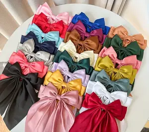 4pcs random set Large Satin Bow Hair Clips for Women – Soft Long Ribbon Hair Accessories Vintage & Elegant Style, Stylish Hair Decor | Chic Bow Design | Luxurious Hairpiece, Cute Hair Clips