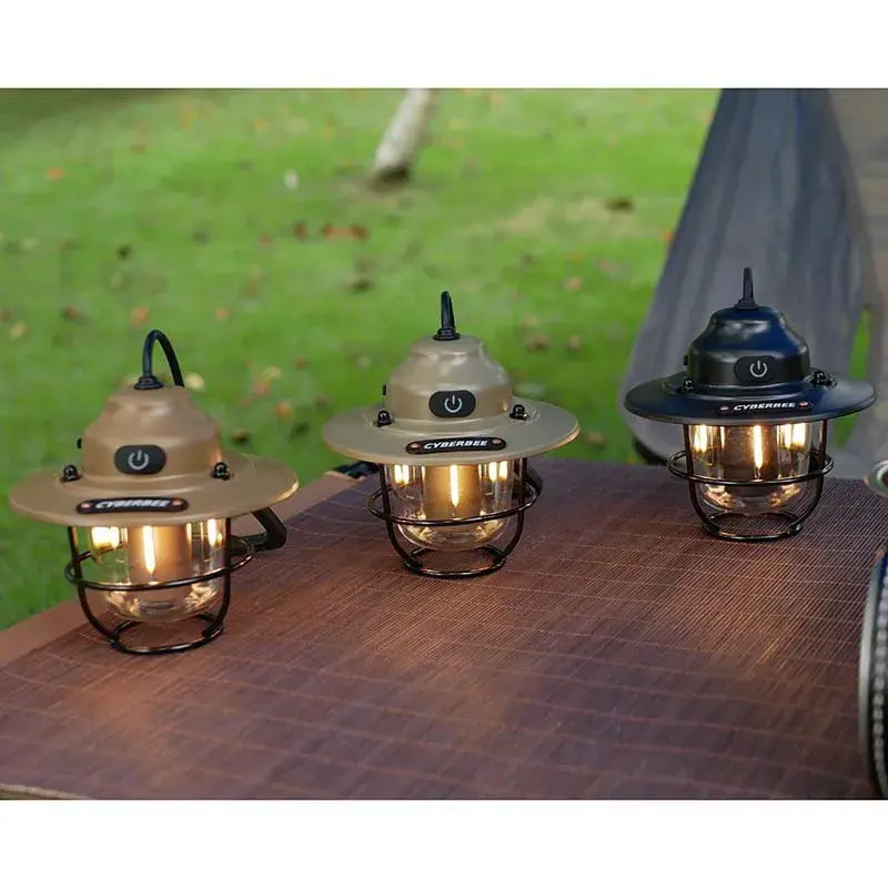 Outdoor Camping Light Pine Cone Light Long Battery Life Atmosphere, Rechargeable Hanging Tent Canopy Retro Chandelier