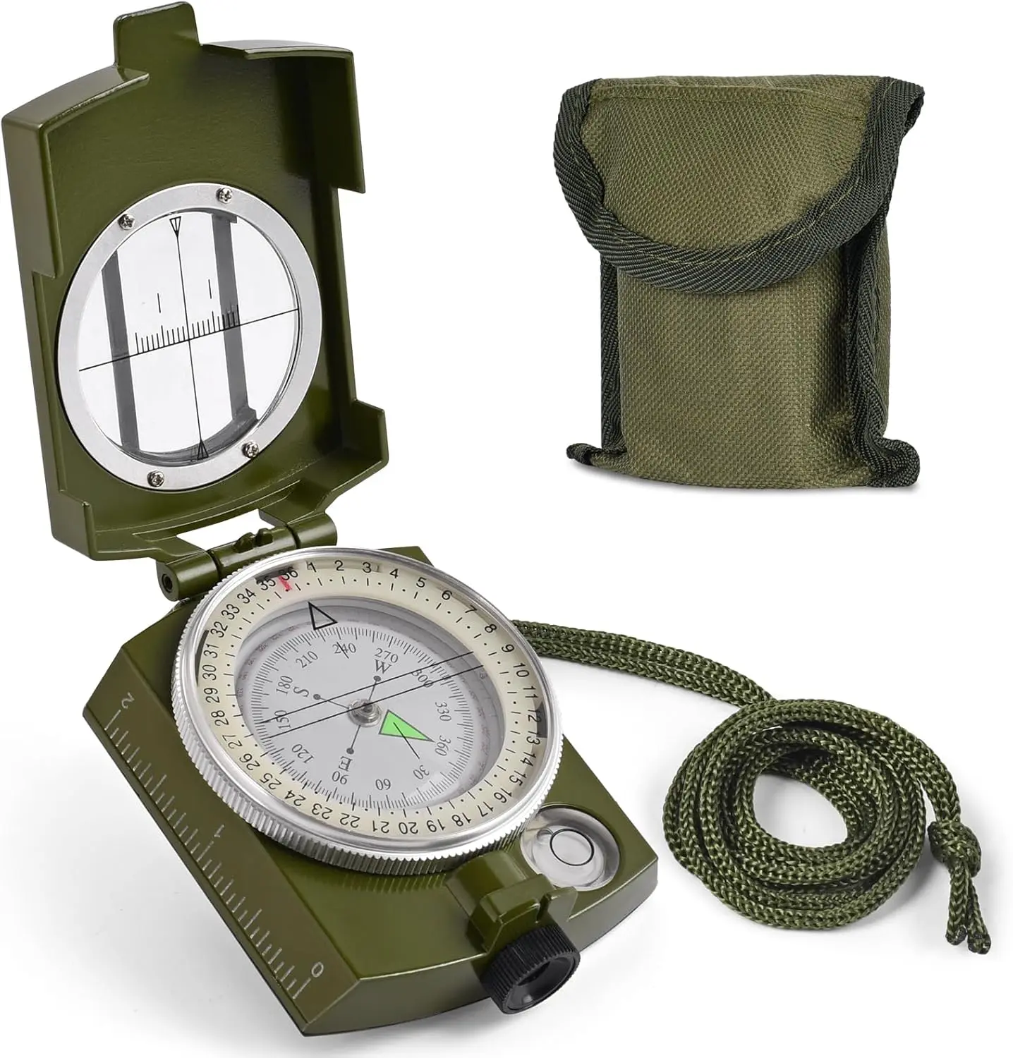 Lensatic Hiking Compass – Durable, Water-Resistant Survival Compass, Pocket-Sized for Camping, Navigation, and Outdoor Adventures