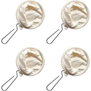 4 count Flannel Cloth  Coffee Filter, Cone Shaped, Stainless Steel Handle, For Coffee Maker, 1 Count, Beige