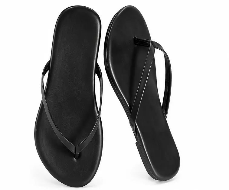 Women’s Memory Foam Flip Flops, Soft Vegan Leather Thong Sandals, Cushioned Flat Summer Beach Shoes, Comfortable Casual Dressy Slides for Indoor & Outdoor Wear