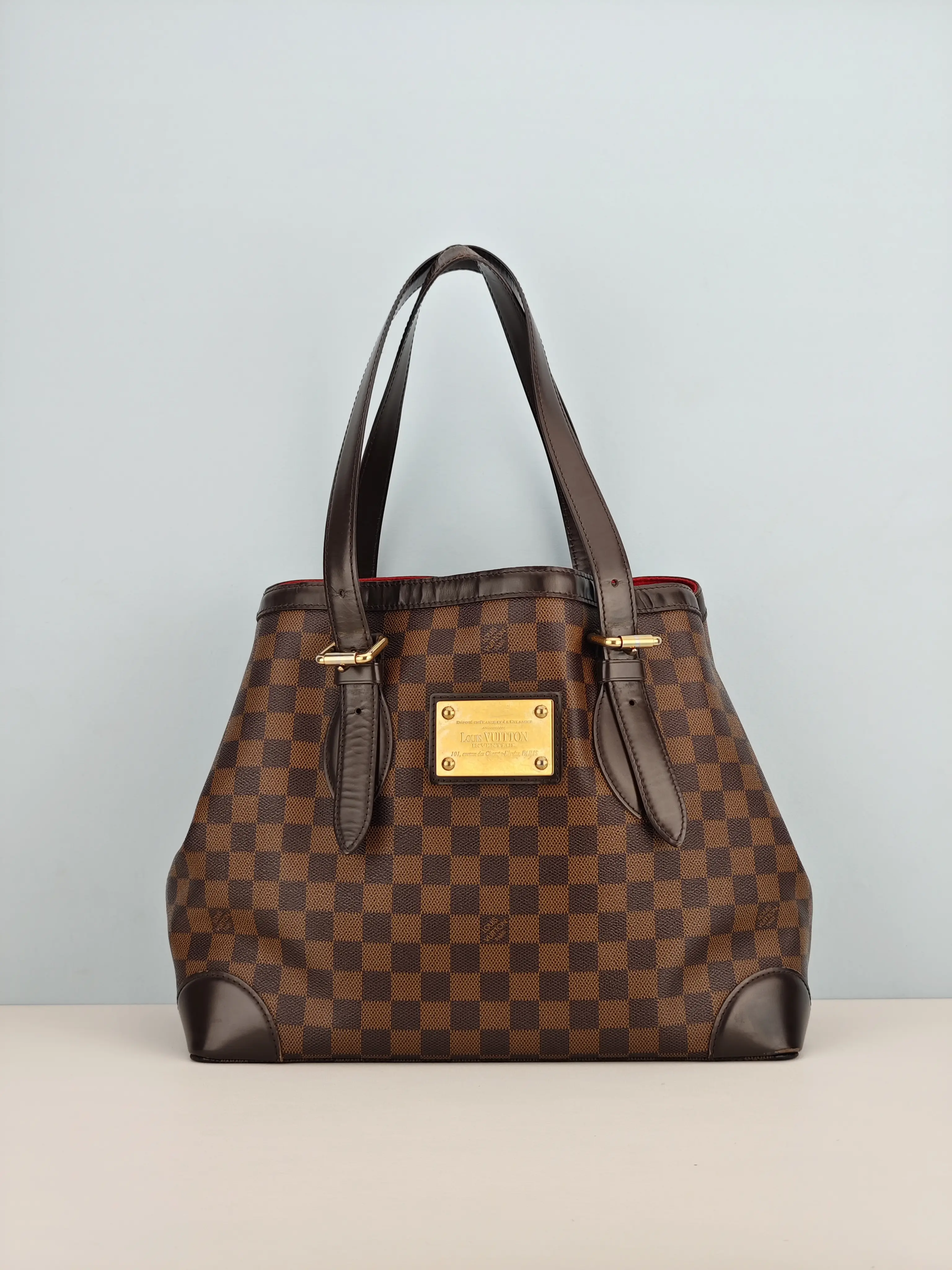 Pre-owned Damier Ebene coated canvas Shoulder Bags Louis Vuitton Damier Ebene Hampstead MM Bag
