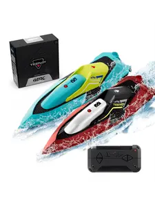 S5 2-Set (Green + Red) Remote Control Boats for Swimming Pools and Lakes, 2.4 GHz 20+ MPH Racing Boats, Rechargeable Battery, Low Battery Alarm, Gift for Boys and Girls
