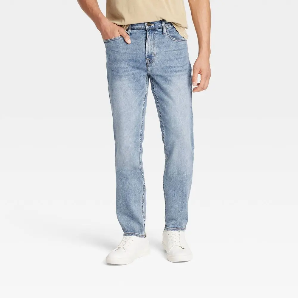 Goodfellow & Co Men's Tall Mid Rise Slim Leg Fit Full Jeans Heavyweight, Stretch, Classic, Plain, Garment, Day