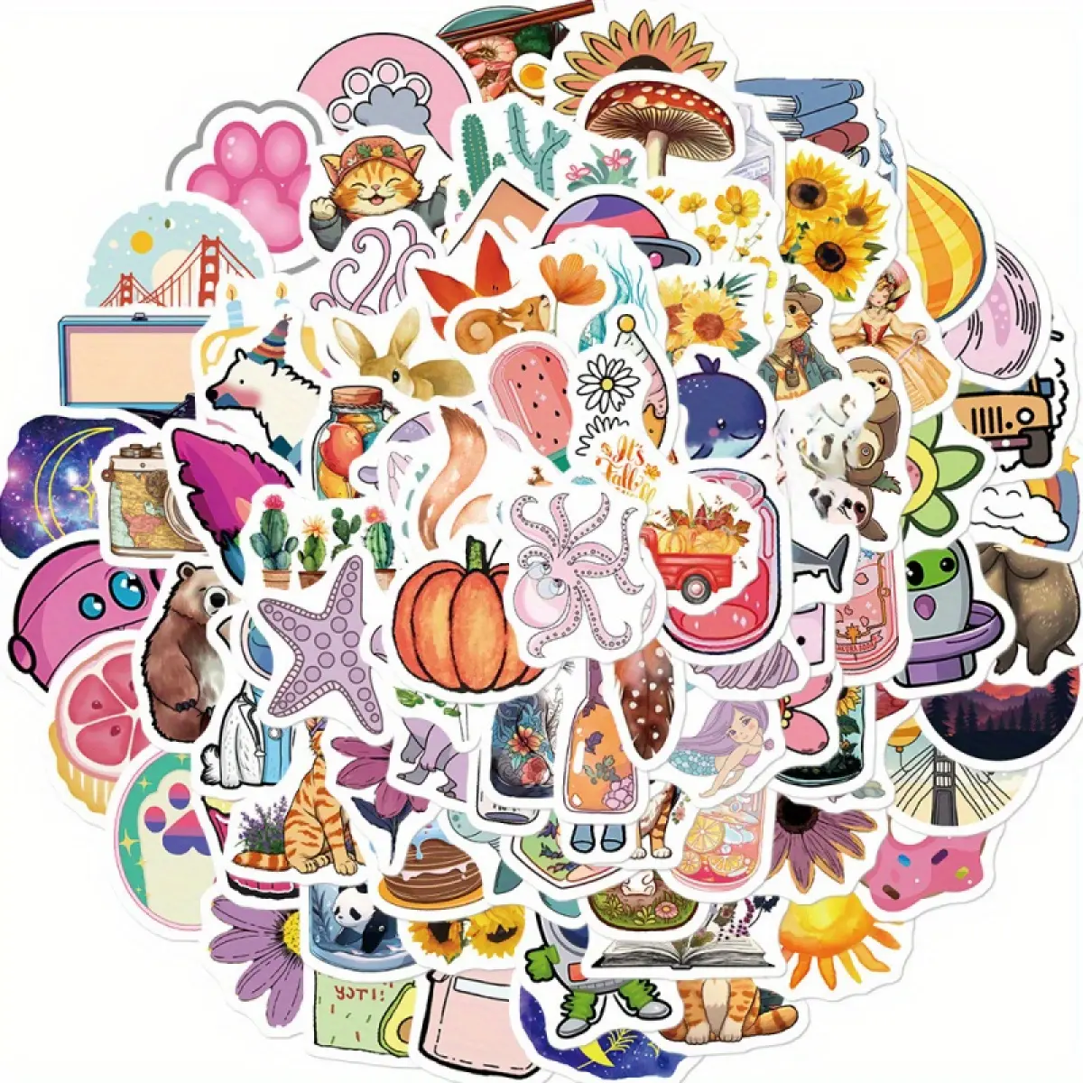 DIY Sticker Paper - 2-Style Cute Fresh Design, Waterproof, 200-Count Office Stationery Labels, Craft Supplies for Guitar, Notebook Decoration