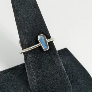 Labradorite Coffin Style Sterling Silver Stackable Ring