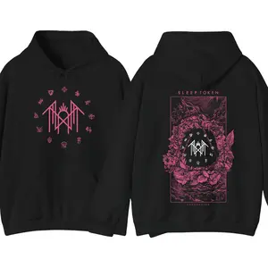 Retro Sleep Token Rose Rock Metal Hoodie, Unisex Oversize Rock Band Cotton Hooded, Gothic Punk Emo Grunge, Pullover Hoodie For Fans
