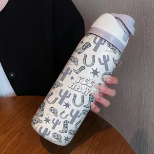 Leopard Print Boots 32oz Dual-Drink Sports Water Bottle, Vacuum Insulated Tumbler, 304 Stainless Steel Large Capacity Insulated Cup Tumbler, Perfect Gift for Women