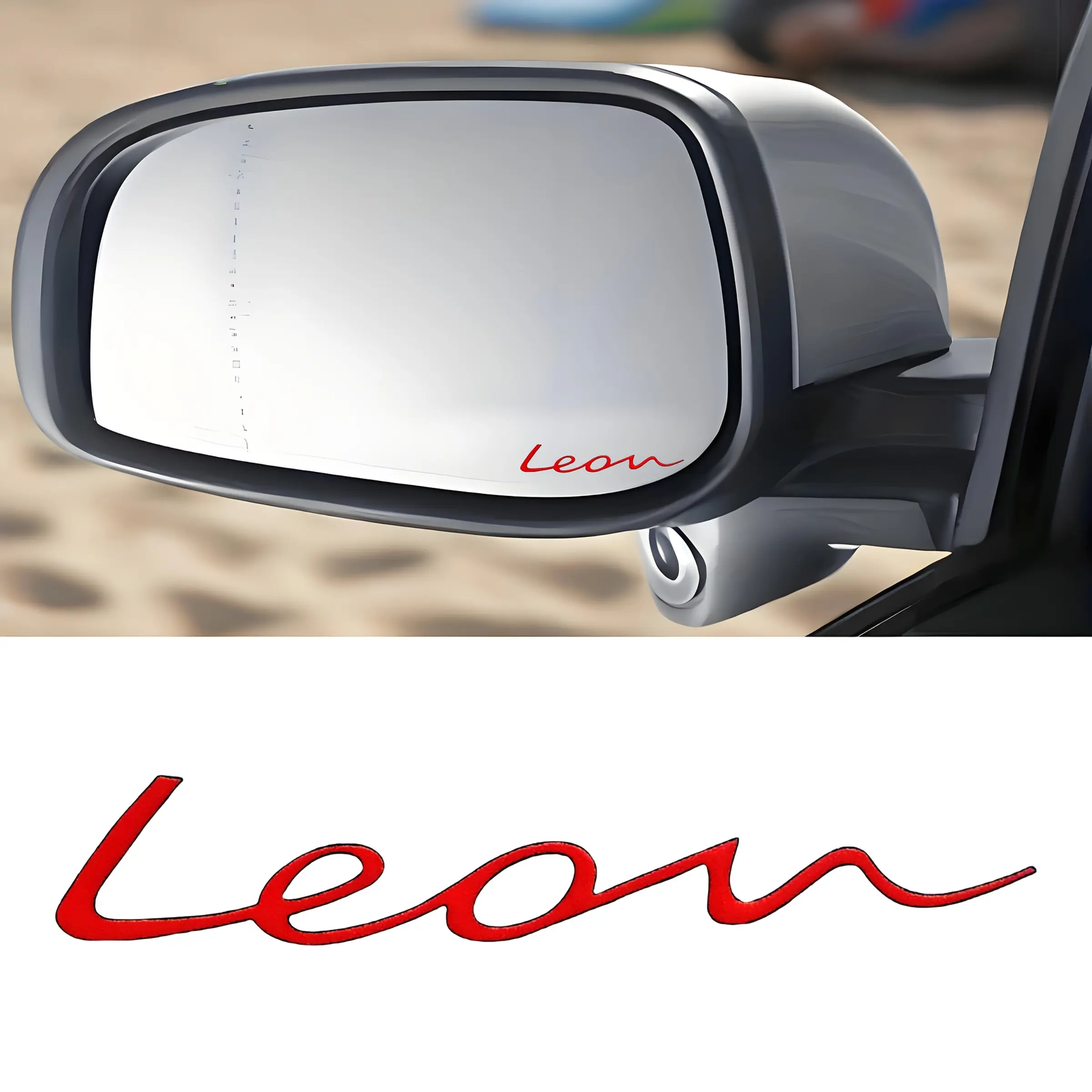 4PCS/SET SEAT Leon FR MK1/MK2/MK3/MK4/MK5/MK6 Realistic Badge Stickers - Rearview Mirror or Door Decoration - Durable PVC Car Logo Stickers - Compatible with SEAT Leon FR Models, Stylish Design, Suitable for Car Modification Enthusiasts
