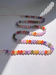 1 Strand 4mm Multi-Color Cubic Zirconia Beads, Round Faceted Sparkling Crystal Loose Beads 15" Strand for Jewelry Making, DIY Bracelets Necklace, Diy Jewelry Decoration (Approx. 90pcs/Strand)