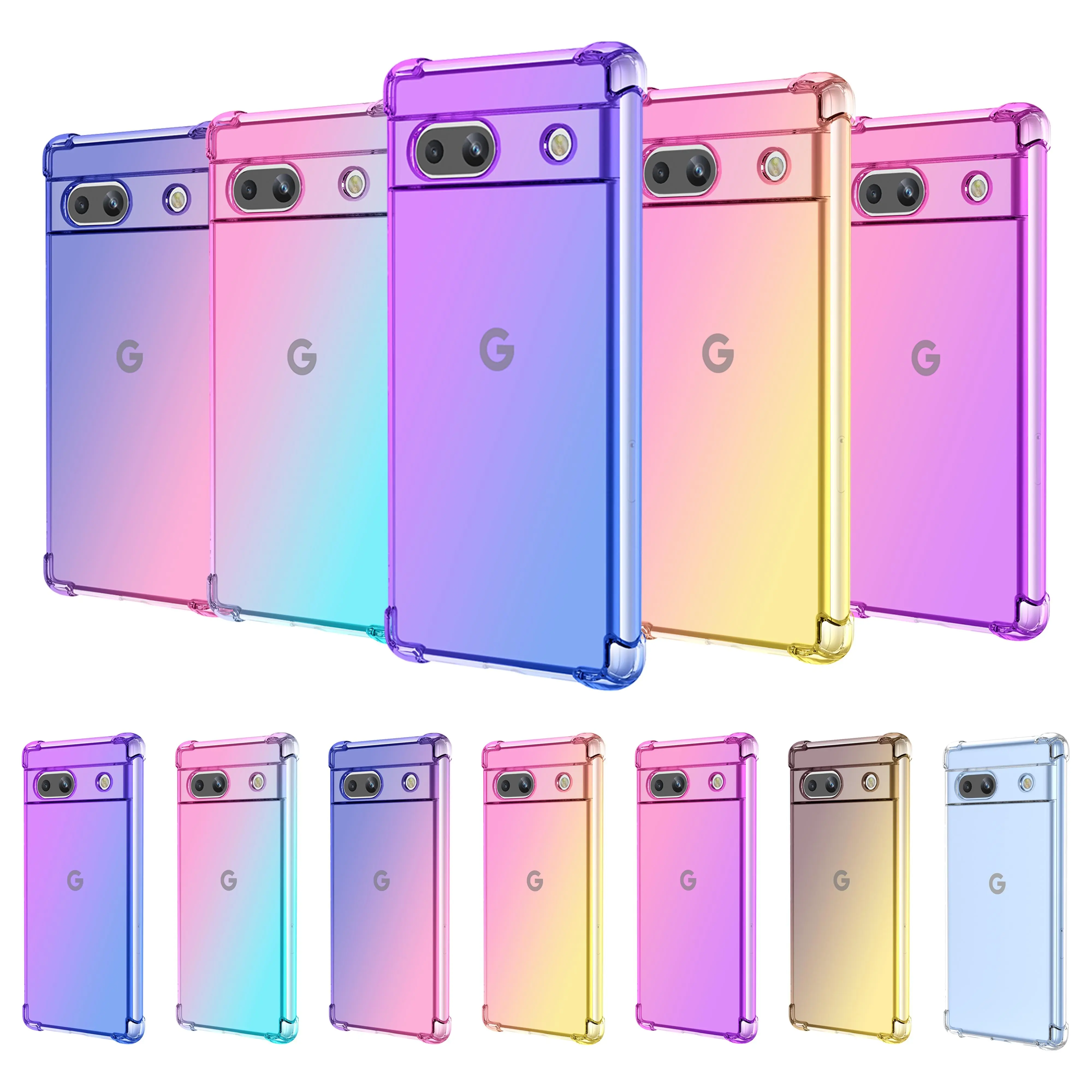 Shockproof Gradient Airbag TPU Case for Google Pixel 10 9a 9 Pro XL 8A 8 Pro 7A 7 Pro 6A Protective Cover Fundas Coque S