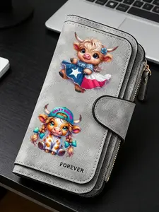 1pc Highland cow Women'S Long Wallet, Multi-Functional Wallet, Portable Snap Closure Coin Purse, Birthday Gift and Daily Commute for lovers, Playful Design, Perfect Holiday Gift, Perfect for Outdoor, Travel, and Family Use4.08PYT-10