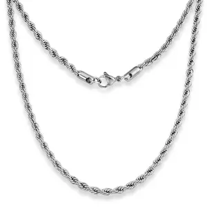 4mm men's necklace, stainless steel necklace, men's and women's twist chain necklace, 18, 20, 22, 24, inch chain