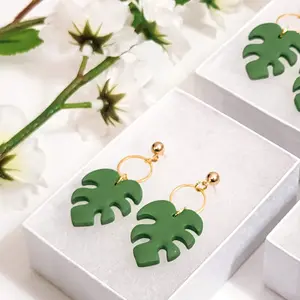 Monstera Leaf Polymer Clay Earring