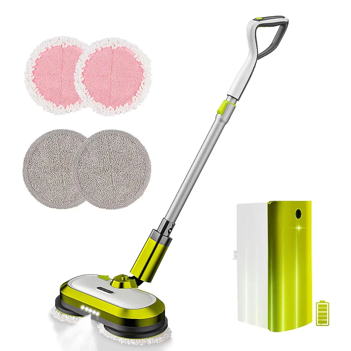 VMAI Cordless Battery-Powered Electric Mop with LED Headlight, 300ml Water Spray Tank, 60 Mins Runtime, Automatic Rotating Chassis, Polisher for Hardwood & Tile Floors, Quiet Cleaning & Waxing