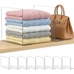 Shelf Dividers for Closet Organization: 10" Tall x 12" Deep, Adhesive Separators Features  Material and Provides Storage for Clothes and Purses in Bedroom Cabinets(8-Pack)