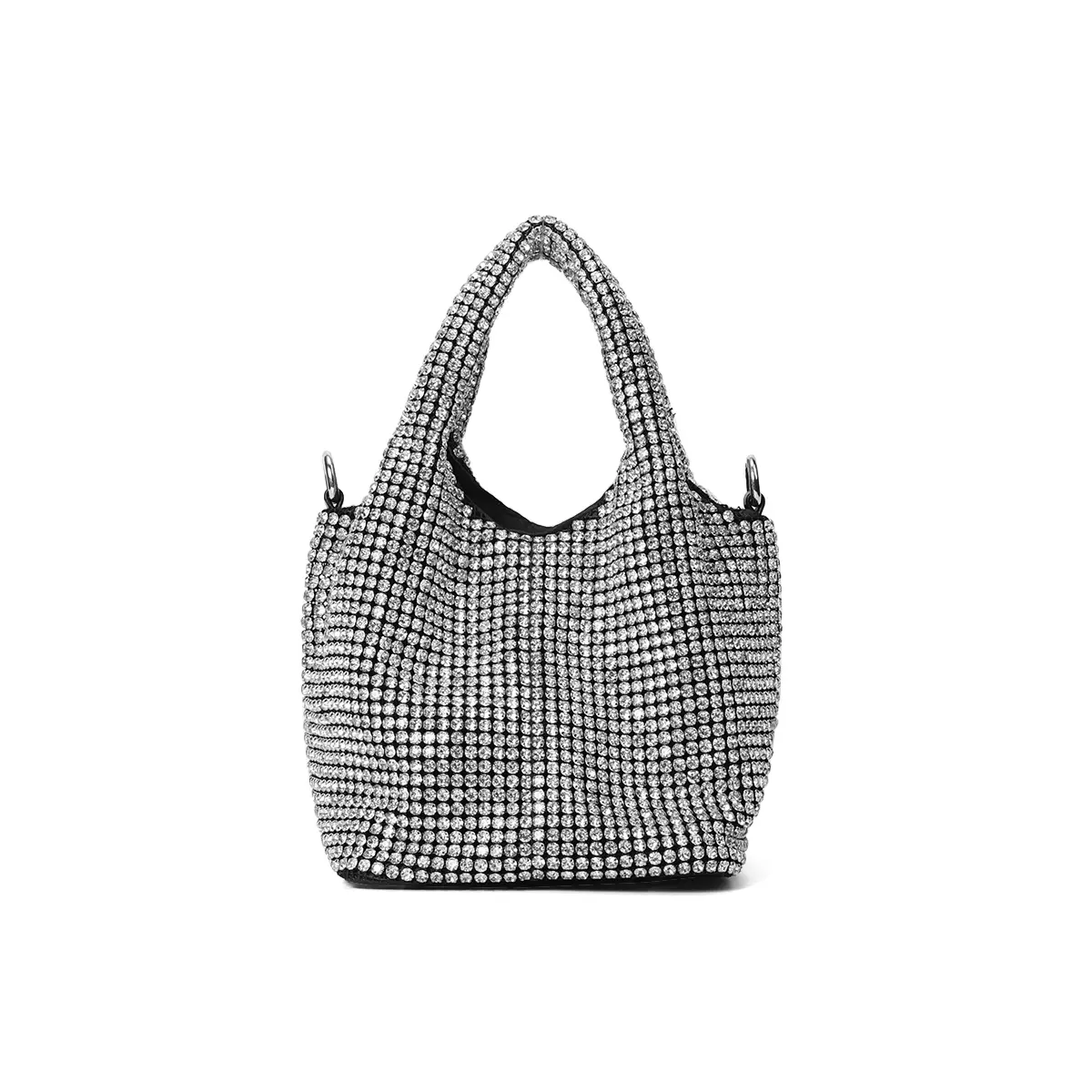 SADI 2026 New Women’s Rhinestone-Embellished Bucket Handbag — Premium Wicker Basket Style, Chain Handle, Top Handle & Crossbody, Evening Banquet Bag