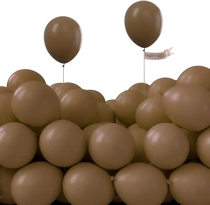 PartyWoo 5-Inch Round Brown Rubber Latex Balloons, 100pcs Mini Boho Neutral Coffee Tan Decor for Wedding, Fall Events - Balloon Arch, Birthday Theme, Festive Use, Balloons For Balloon Arch, Decorative Balloons Balloons