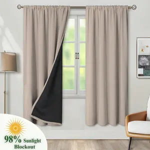 Blackout Curtains 2 Panels, Light Polyester Fabric, Modern Minimalist Style Drapes Window Curtain for Bedroom Living Room Kitchen Balcony Garden Use