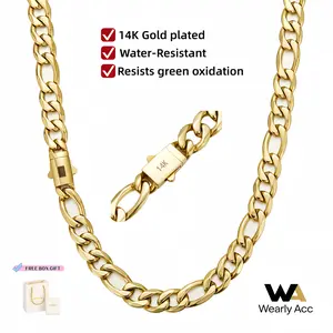 New Arrival! 8mm 3:1 NK Cuban Link Chain Necklace, 14K Gold Plated Tarnish Resist No Green Skin Waterproof Hypoallergenic Stainless Steel Necklace, 16-30 Inch Hip Hop Everyday Jewelry for Men Women