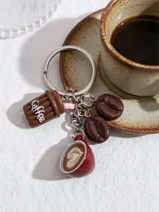 Simple Creative Coffee Cup Keychain, Cute Coffee Bean Bag Charm, Car Key Chain Accessory, Minimalist Bag Decoration, Keychain Pendant