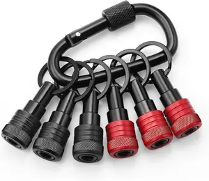 Enhanced Non-Slip Upgrade Bit Holder 6 count, 1/4 Drill Bit Holder Key Chain, Bit Holder for Impact Driver, Quick-Change for Drill Bits &  & Drill Bit Extension, Includes Portable Carabiner
