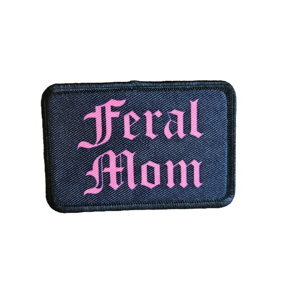 pink on black "feral mom" Girls and Boys Meme 2"x3" Morale Patch with Hook and Loop Backing patches