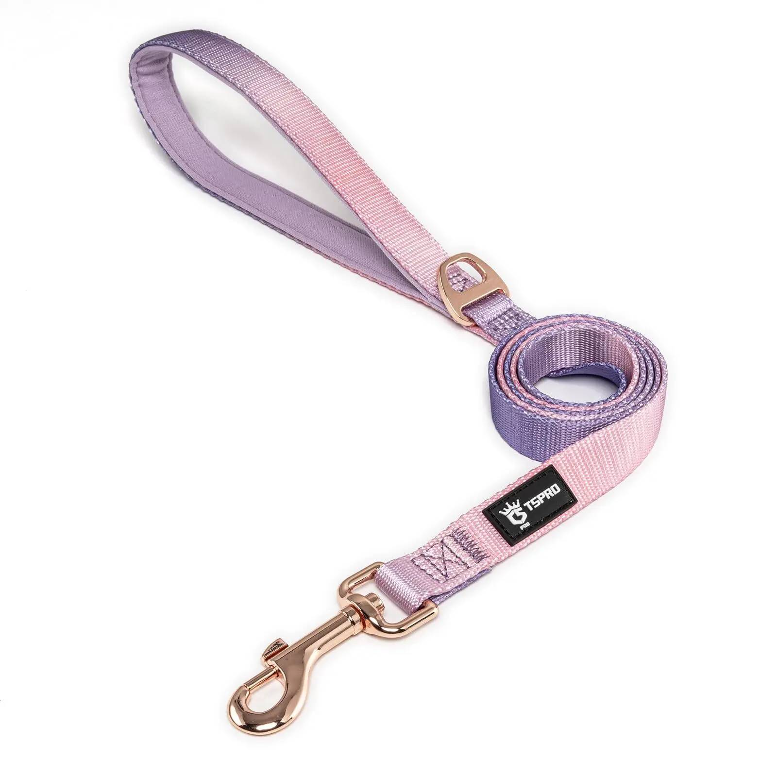 TSPRO Lightweight Dog Leash Gradient Color Dog Leash Padded Handle Durable Dog Leash Quick Release Metal Buckle for Small to Medium Dogs Walking (Pink-Purple Gradient)