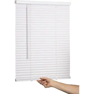 Cordless Mini Blind, 1" Vinyl Slats, 18" Wide x 36" Long - White, Light Filtering Window Blinds for Home and Office, Interior Door Blinds