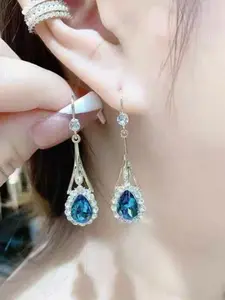 Water Drop Crystal Tassel Unique Silver Earrings Dangle Earrings Teardrop Earrings Tear Drop Earring 2026 New Trendy High-End Ear Pendants Jewelry for Women, Elegant and Delicate Design