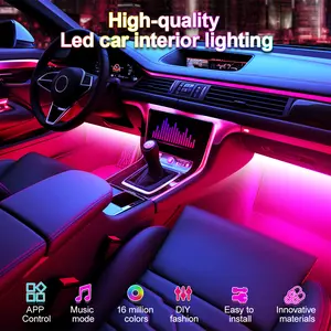 Summer LED Car Decorative Strip Lights for Mother's Day Gift, Car Interior LED Light Strip RGB Atmosphere Foot Ambient Lights App Control Easy To Install led lights cars Music Mode Innovative Materials truck stuff led lights car  FathersDayGift