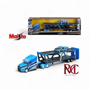 Maisto 1:64 Mijo Exclusives Mack Anthem / 1993 Chevrolet 454 SS Pick-Up Truck – Blue – Design Transporters