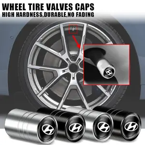 4Pcs Metal Car Tire Valve Cap Auto Wheel For Hyundai i10 i30 i20 i40 IX35 Sonata Santa Fe Accent Tucson Elantra Creta Kona Genesis Equus Coupe Azera ioniq N Line Styling Auto Accessories