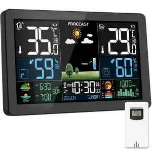 Station Indoor, Thermometer with Remote Sensor, Home Station, Color Display Forecast, Humidity, Clock, Air Pressure for Home