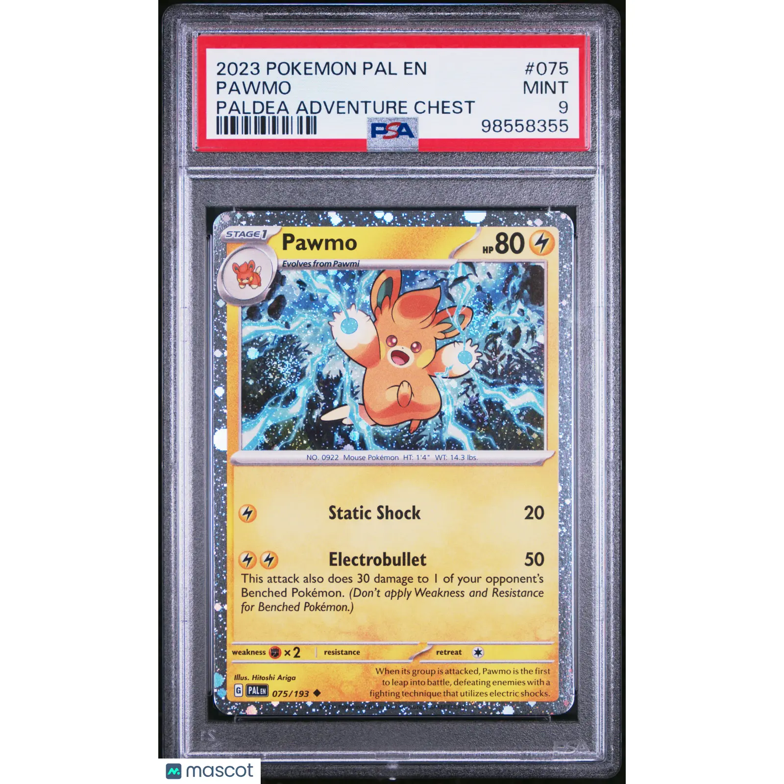 2023 POKEMON PAL EN-PALDEA EVOLVED PALDEA ADVENTURE CHEST #075 PAWMO PSA 9