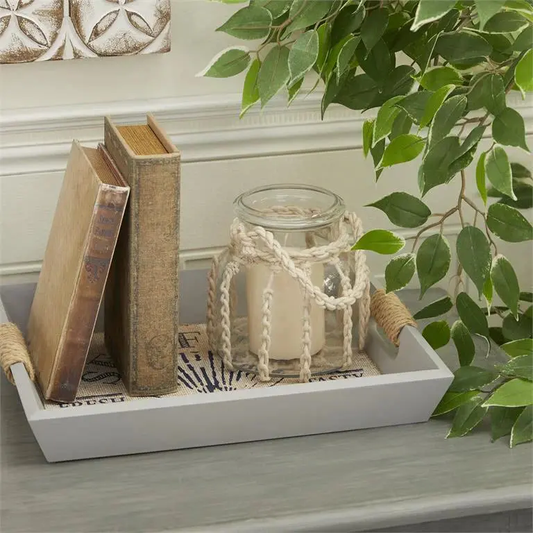 Clear Glass Candle Lantern with Rope Handle