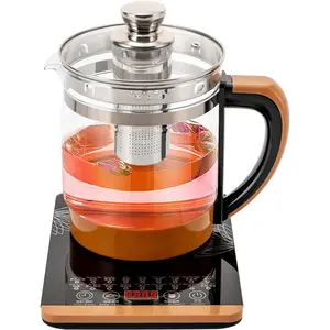 Electric Kettle, 110V 800W Powerful Electric Kettle with Base, 1.8L/63.35Oz Health Pot Automatic Thickening Glass Multi-function Boiled Eggs Electric Kettle, Electric Kettle with Tea Infuser electric ceramic stove