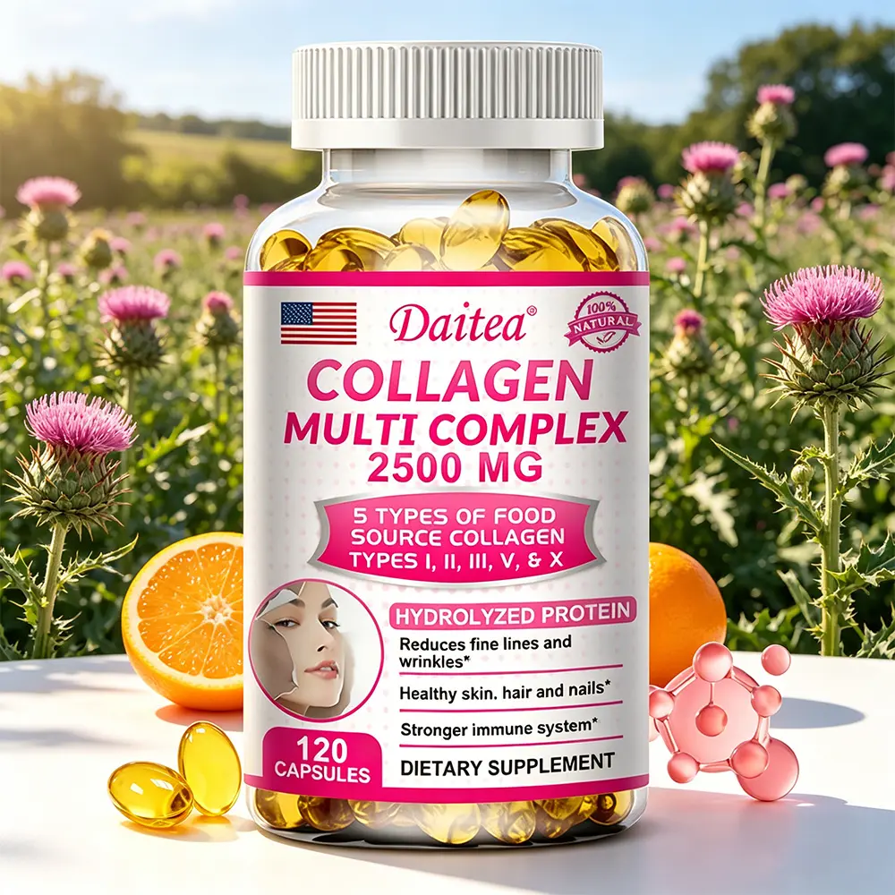 Daitea Multi Collagen Peptides Pills 1800 Mg Complex - Type I, I, Ill,V,X Premium Collagen Complex for Better Skin & HairStrong Joint,Hydrolyzed Protein, for Men Women,120Capsules, Supplement