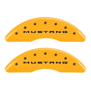 MGP 4 Caliper Covers Engraved Front 2015/Mustang Engraved Rear 2015/GT Yellow finish black