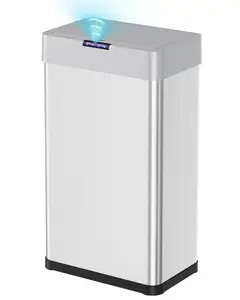 Arlopu 70L Sensor Trash Can, Touchless Motion Sensor Trash Bin, Smart Automatic Garbage Can with Soft-Close Lid, Bag Retainer Ring and Display Light,for Kitchen,Living Room Office (Silver, 18.5 Gal)